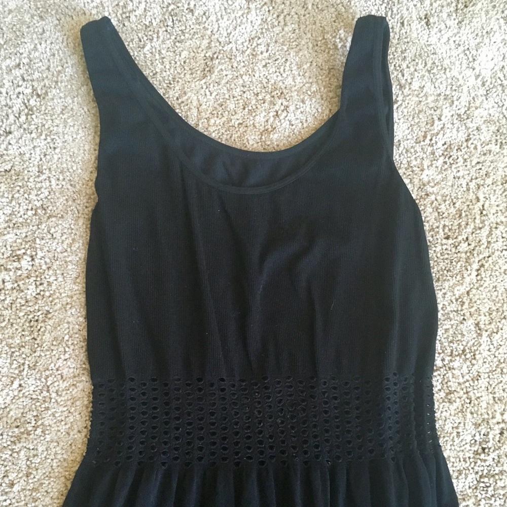 Long Black Maxi Dress with Mesh Waist Sz M/L